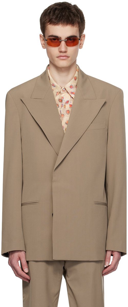 Acne Studios Taupe Double-Breasted Blazer - Cvd Mud Grey - BH0189-