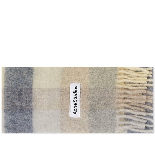 Acne Studios Vally Checked Logo Scarf - Vanilla/Beige/Lavender - CA0084-DL6