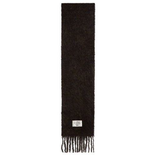 Acne Studios Black Logo Wool Scarf - Black Melange - CA0392-975