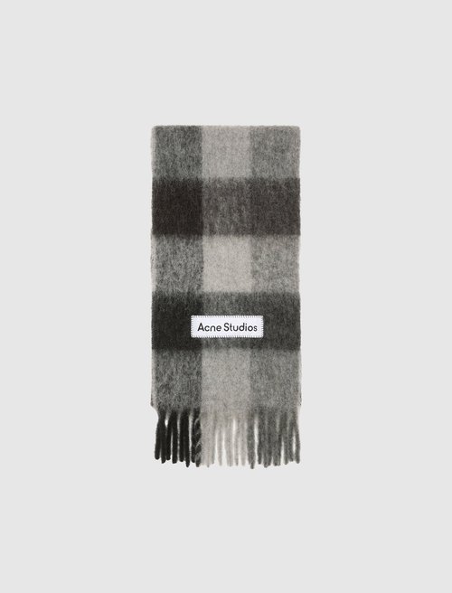 Acne Studios Vally Check Scarf - Dark Black/Grey/Dark Grey - CA0084-DUC