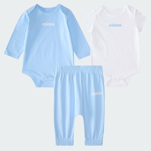adidas 3-Piece Linear Logo Bodyshirt & Pant Set - Blue - JL3089