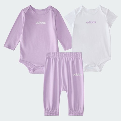 adidas 3-Piece Logo Bodyshirt & Pant Set - Purple - JL3094