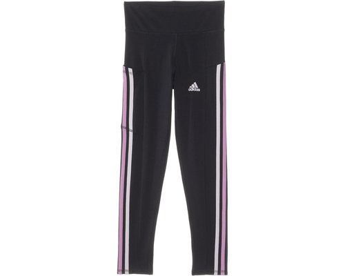 adidas 3 Stripe Cotton Cell Pocket Legging Big Kid Clothing - Black/Multi - AK4949