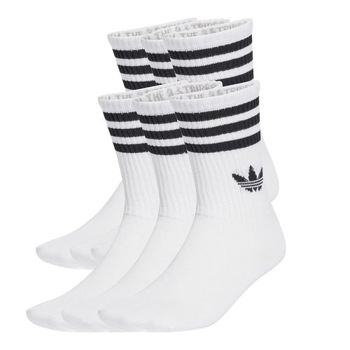 adidas 3-Stripes Crew Socks Pack of 6 - White - JV7410