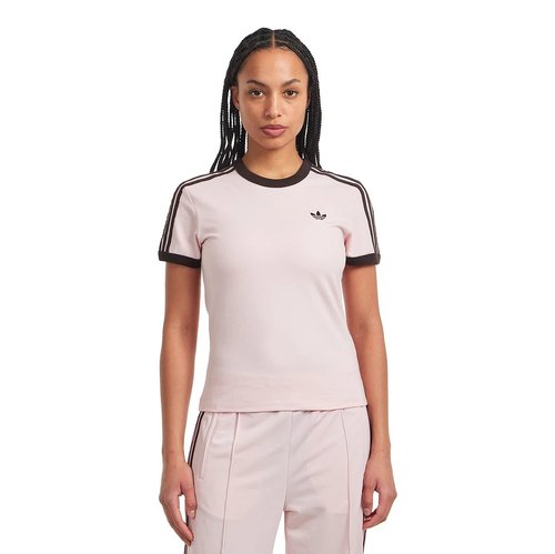 adidas 3-Stripes Slim T-Shirt - Sandy Pink/Aurora Coffee - KC9016