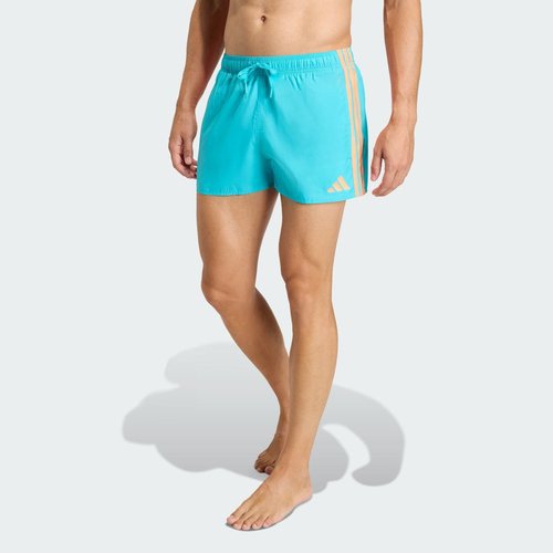 adidas 3-Stripes Swim Shorts 3-Inch - Lucid Cyan/Lucid Orange - KA4907