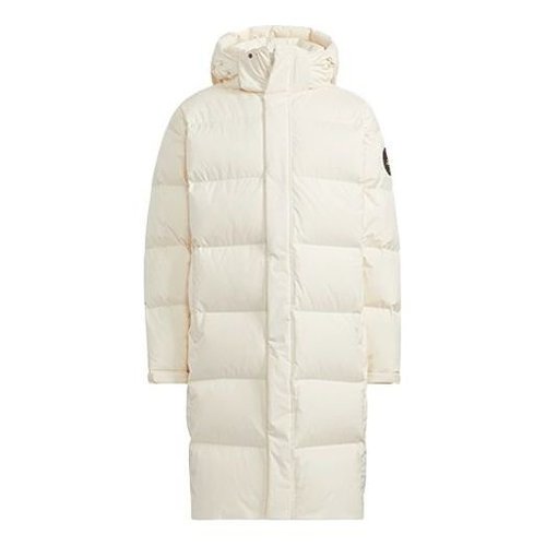 adidas 800 Solid Color Loose Detachable mid-length Down Jacket Couple Style Beige - H23086