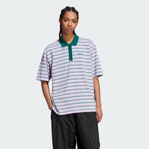 adidas '80s Oversized Stripe Polo Shirt - Multicolor/Bliss Lilac - JC6165