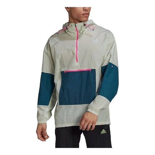 adidas Adapt Jacket Running Sport Contrast Pocket Half Open Hooded Jacket For - Green - GN2179