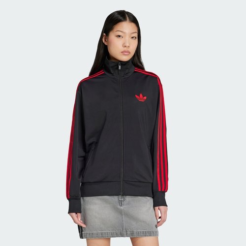 adidas Adicolor Classic Firebird Loose Track Top - Black/Better Scarlet - JW3664