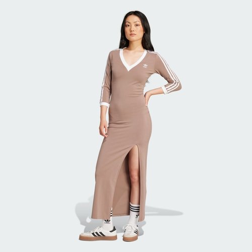 adidas Adicolor Classics 3-Stripes Maxi Dress - Trace Brown - JX5193