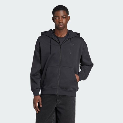 adidas Adicolor Oversize Full-Zip Hoodie - Black/Black - JW8367