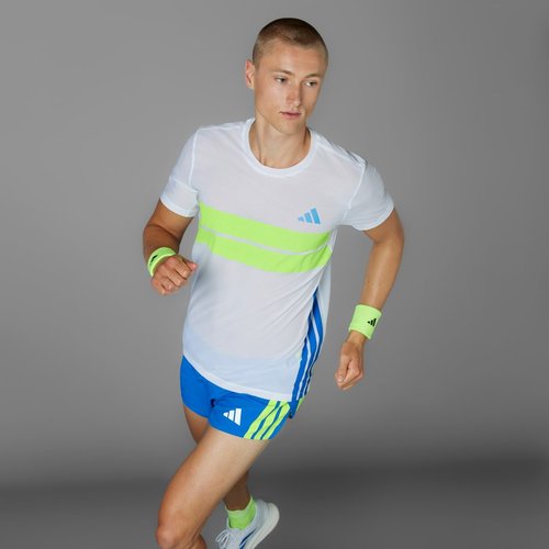adidas Adizero Retro Running Tee - White/Lucid Lemon - JD7316