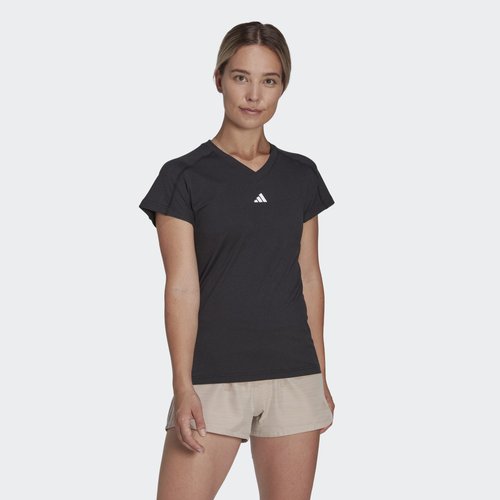adidas AEROREADY Train Essentials Minimal Branding V-Neck Tee - Black - HN5543