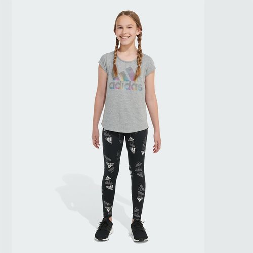 adidas Allover Print Brand Logo Tights - Core Black - GB3683