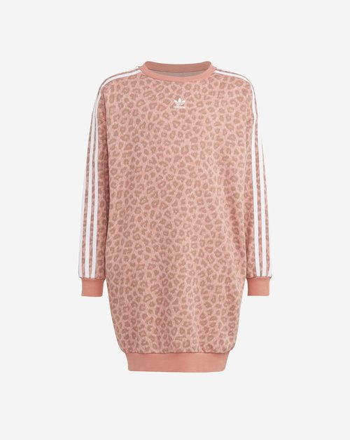 adidas Animal Allover Print Long Sleeve Dress - Wonder Mauve/Multicolor/White - IJ0755