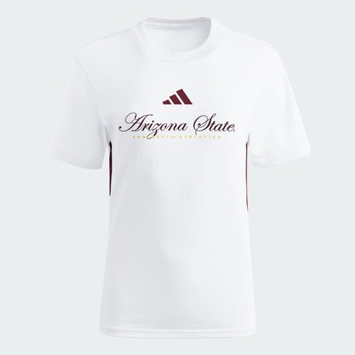 adidas Arizona State Sun Devils Essentials 3-Stripes Tee - White/Team Maroon/Multi - KA4182
