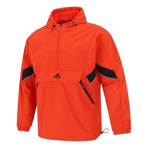 adidas Athleisure Casual Sports Running Training Woven Hooded Jacket - Red - H40214