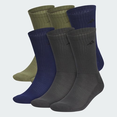adidas Athletic Cushioned 6-Pack Crew Socks - Strong Olive/Dark Blue/Carbon - JJ7807