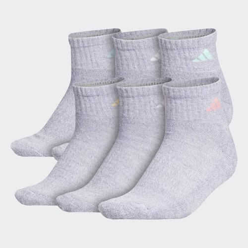 adidas Athletic Cushioned Quarter Socks 6 Pairs 'Medium Grey' EW9807