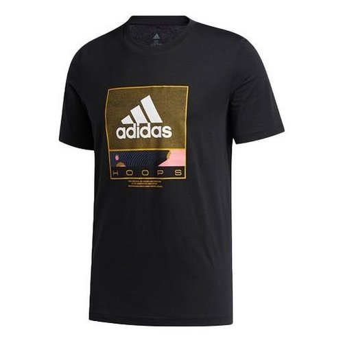 adidas Basketball Sports Round Neck Short Sleeve - Black - GE4513