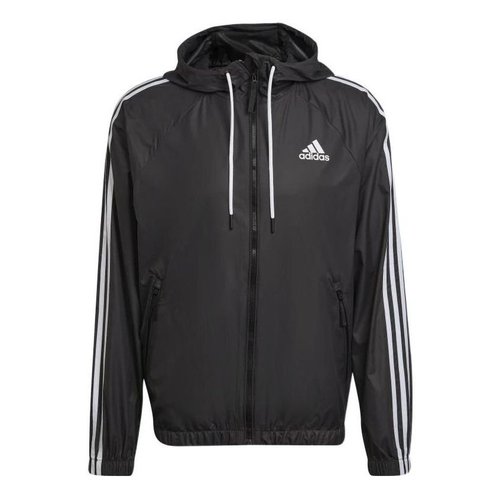 adidas BSC Classic Zipper Pocket Drawstring Hooded Jacket Black - Multi-Color - H65776