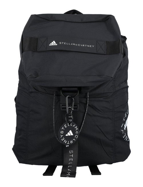 adidas by Stella McCartney Ladies Logo-Print Backpack - Black/White - H57470