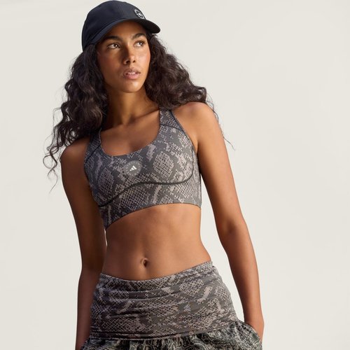 adidas By Stella McCartney Power Impact Training Bra Medium Support Printed - Charcoal/Black - JW4542