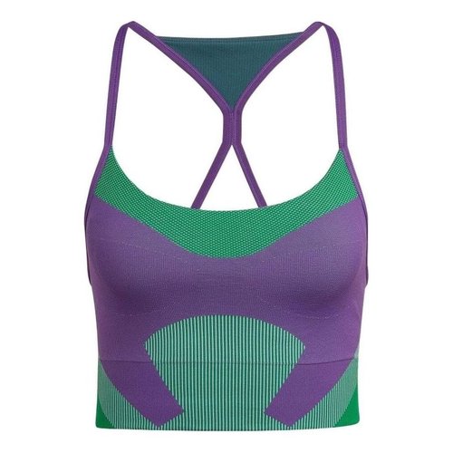 adidas by Stella McCartney TrueStrength Yoga Knit Light-Support Bra - Purple/Green - HG1417