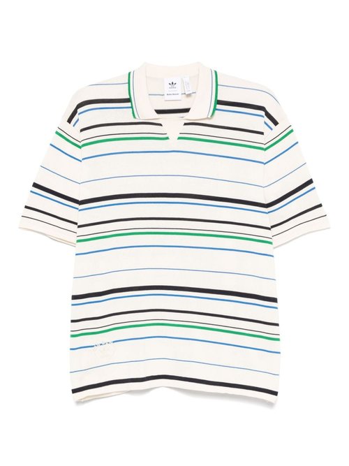 adidas by Wales Bonner Cotton Blend Knitted Polo Shirt - JM8203WONDERWHITE/GREEN/BLUEBIRD