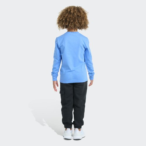 adidas 2-Piece Long Sleeve Graphic Cotton Tee & Elastic Waistband Cargo Jogger Set - Blue Fade - JK8800