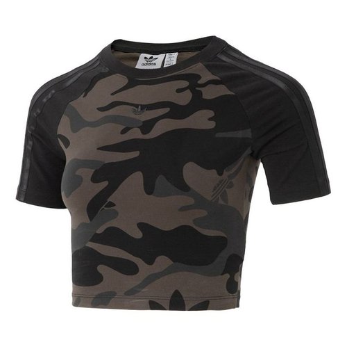 adidas Camo Cropped Top - Olive Green/Black - JI5740