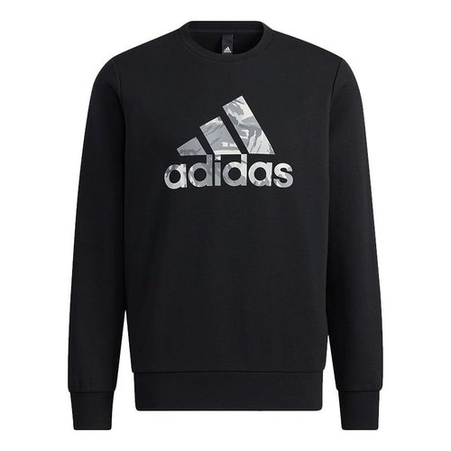 adidas Camouflage Printing Logo Round Neck Sports Long Sleeves Black - H39330