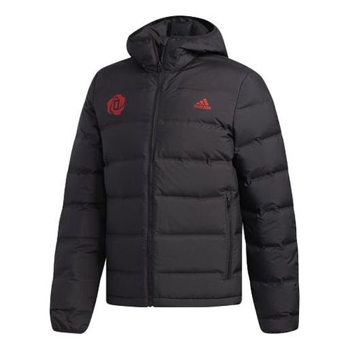 adidas Casual Printing hooded Stay Warm Windproof Sports Down Jacket - Black - EI9714