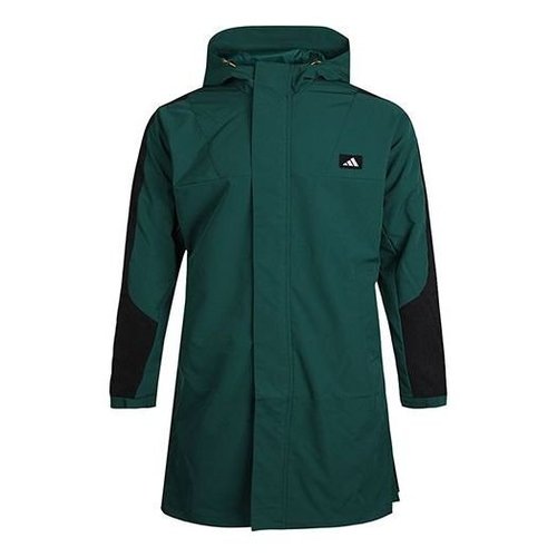adidas Casual Sports Windproof Fleece Lined Stay Warm hooded Windbreaker Jacket - Green - GM4451