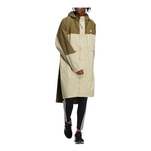 Women's Mid-length Hooded Windbreaker Solid Color Elastic Waist Thinner Hooded Jacket Korean Style Large Size Loose Jacket Drawstring Zipper Jacket