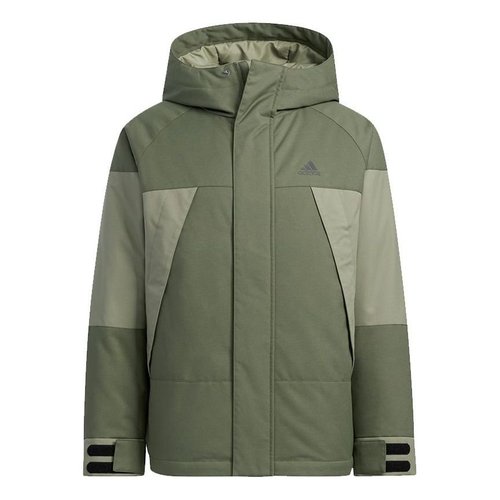 adidas Cb Bos Logo Jkt Outdoor Colorblock Sports With Down Feather Military Green Jacket - Army Green - H23090