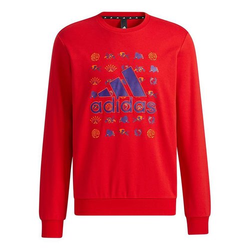 adidas Cny Gfx Swt Un Logo Printing Round Neck Pullover Sports - Red - GQ8839