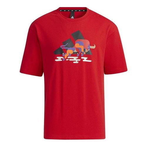 adidas CNY GFX T Subject Pattern Training Sports Short Sleeve Red - Light Red - GP1836