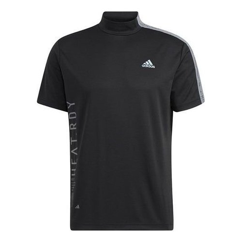 adidas Colorblock Golf Sports Half Turtleneck Short Sleeve Black T-Shirt - HA3120