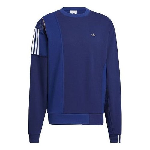 adidas Contrast Stitching Logo Stripe Round Neck Long Sleeves Blue - Multi-Color - HH9964