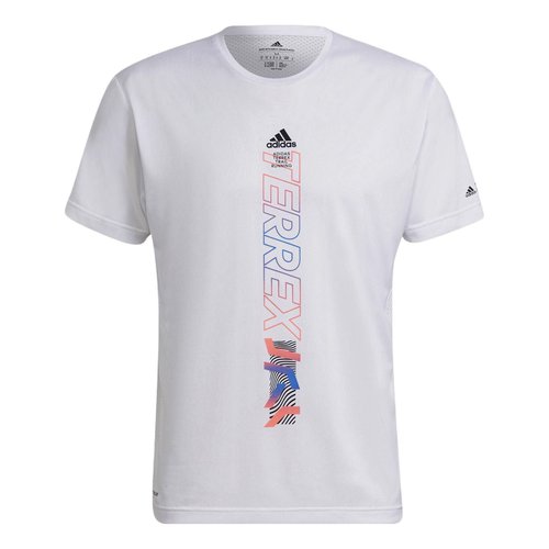 adidas Contrasting Colors Alphabet Printing Round Neck Short Sleeve White Recycled Polyester T-Shirt - HA7557