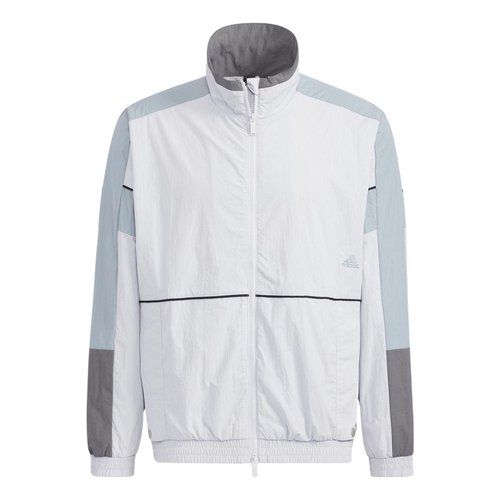 adidas Contrasting Colors Stand Collar Zipper Sports Jacket Gray - HD0078
