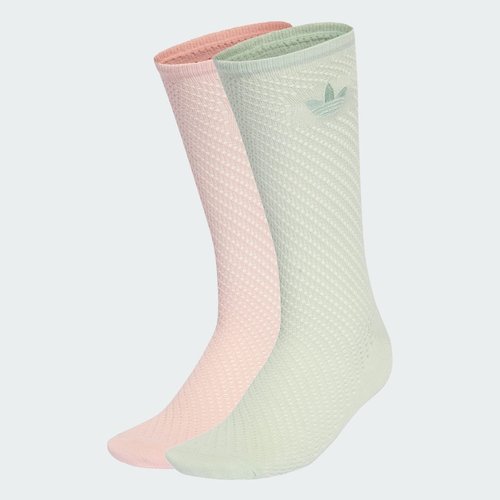 adidas Crochet Crew Socks 2 Pairs - Sandy Pink/Linen Green - KD8397
