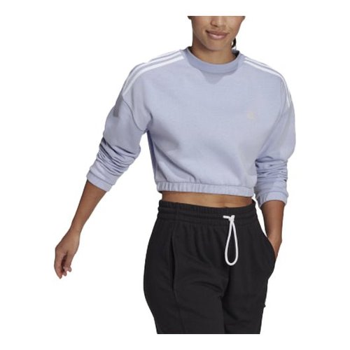 adidas Crop Crew Loose Round Neck Long Sleeves Hoodie Purple - Light Purple - HF4154