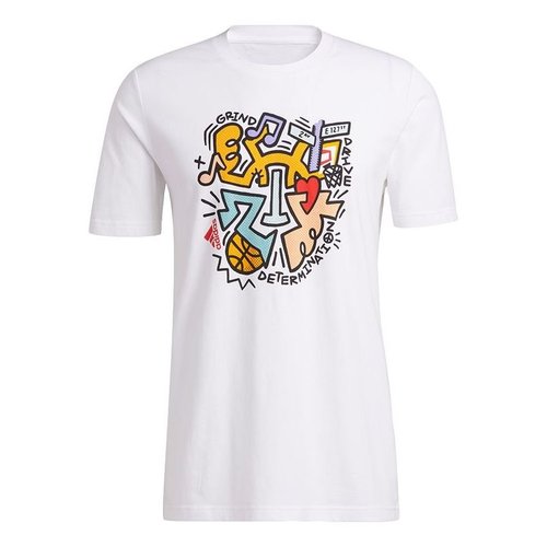 adidas Don 3 NYC Cartoon Printing Sports Basketball Round Neck Short Sleeve - White - GT0224