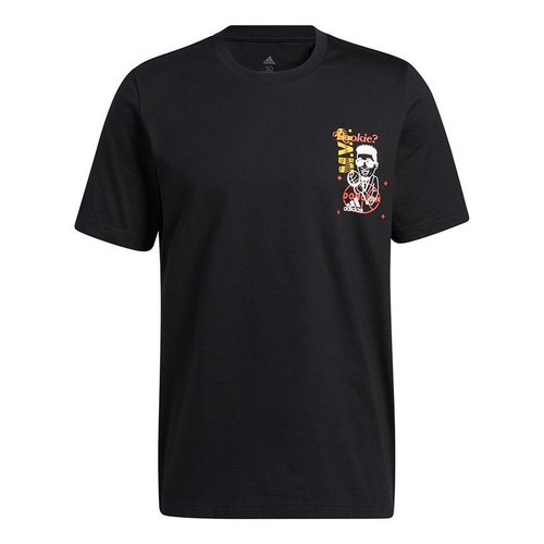 adidas Don Avt. Rook Basketball Sports Printing Round Neck Short Sleeve - Black - GP3437
