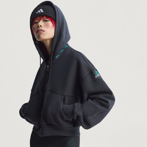 adidas Equipment Cropped Hoodie - Black - JW7348