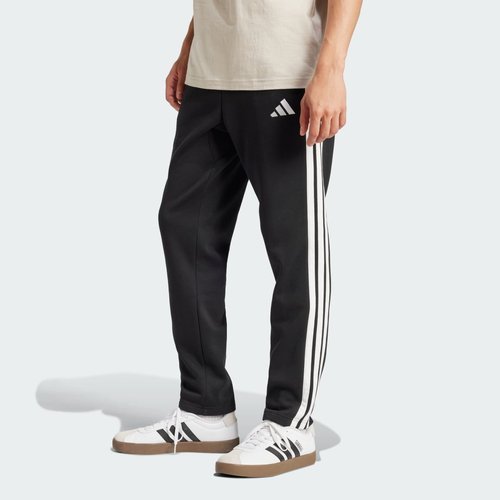 adidas Essentials 3-Stripes Fleece Pants Open Hem - Black/White - JD1854