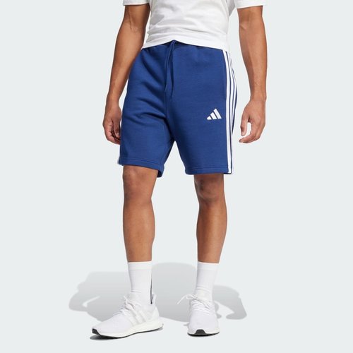 adidas Essentials 3-Stripes Fleece Shorts - Dark Blue/White - JE8866